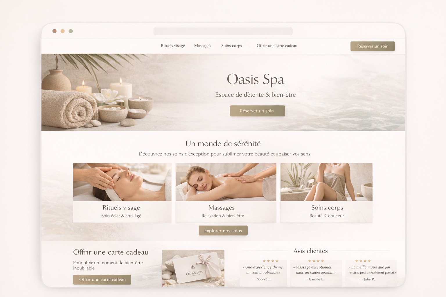 Maquette de site de spa et bien-être haut de gamme